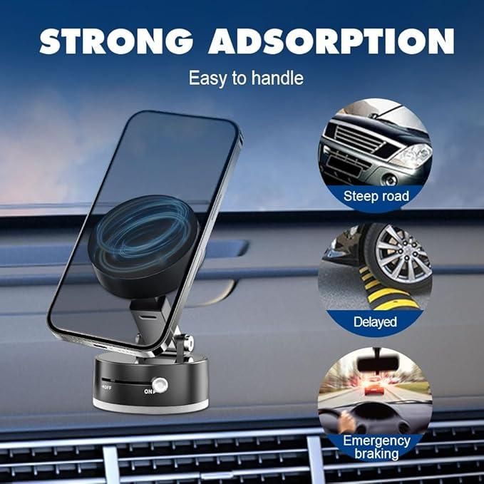 Vacuum-Lock Magnetic Phone Holder – 360° Strong Grip for Any Surface